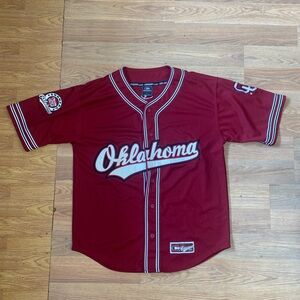 Oklahoma University Sooners Colosseum Baseball Button Down Jersey Size Large